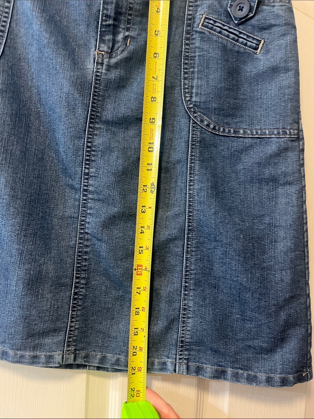 Cherokee Blue Denim A-Line Skirt with Pocket Buttons - Picture 2 of 7